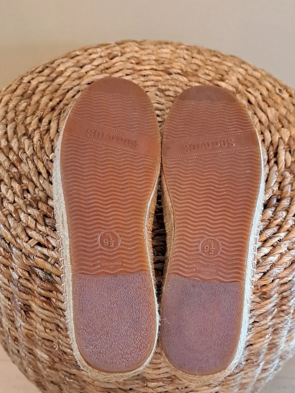 NWOT Soludos Womens Saddle Brown Leather Espadrille Smoking Loafers 9.5